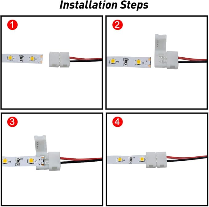 LightingWill 10pcs Pack Strip Wire Solderless Snap Down 2Pin Conductor LED - Image 3