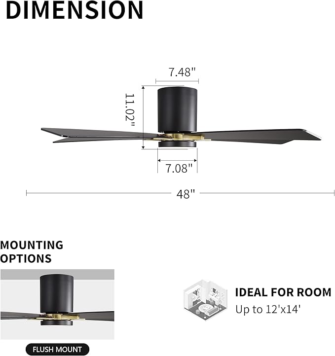 WINGBO 48" DC Flush Mount Ceiling Fan - Image 4