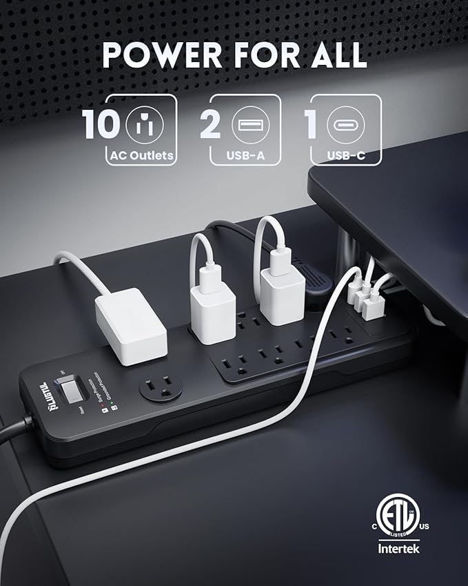 Surge Protector Power Strip 15FT, PLUGTUL Surge Protector - Image 2