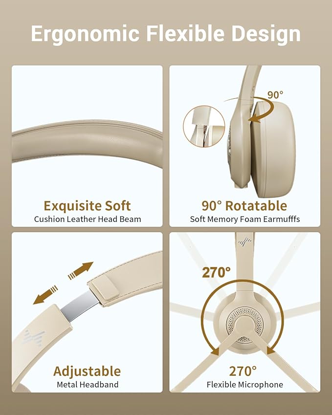 Wireless Headset with AI Noise Cancelling Microphone Bluetooth Headset - Image 5