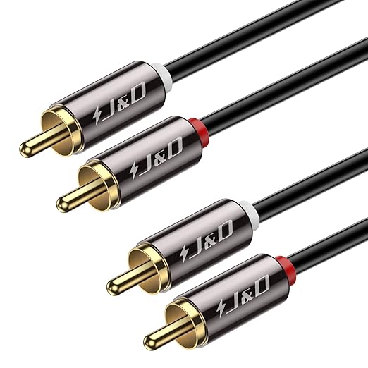 J&D 2 RCA M/M Stereo Audio Cable, RCA Audio Cables, 15 Feet by JDTech