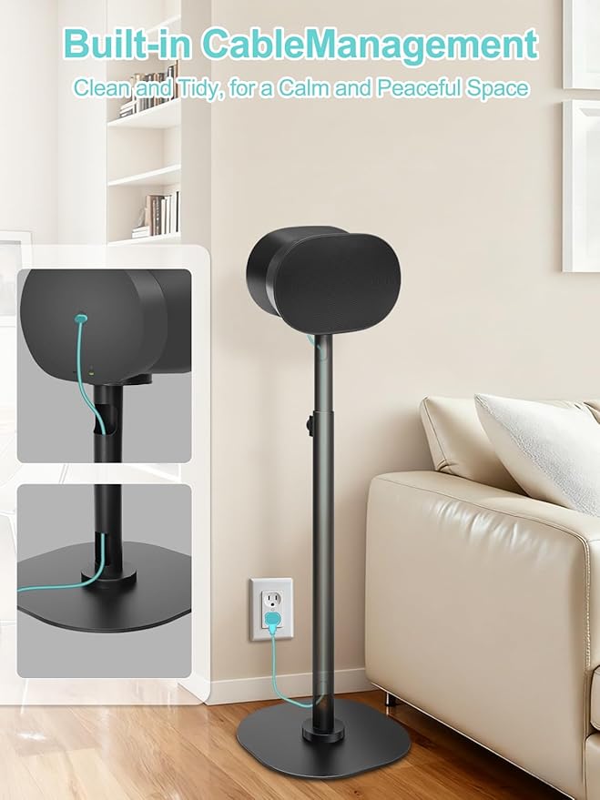 Haturi Speaker Stand Single for Sonos ERA 300 & 100, Height Adjustable 22”–42” - Image 4