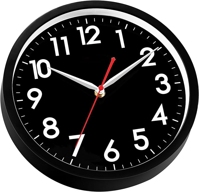 AKCISOT Wall ClockModern Black Silent Non Ticking Wall Clocks Battery Operated - Image 4
