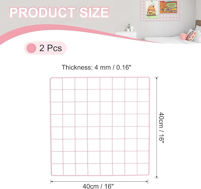 PATIKIL 16"x16" Wire Grid Panel, 2 Pack Board Photo Pictures Memo Display Grid - Image 2