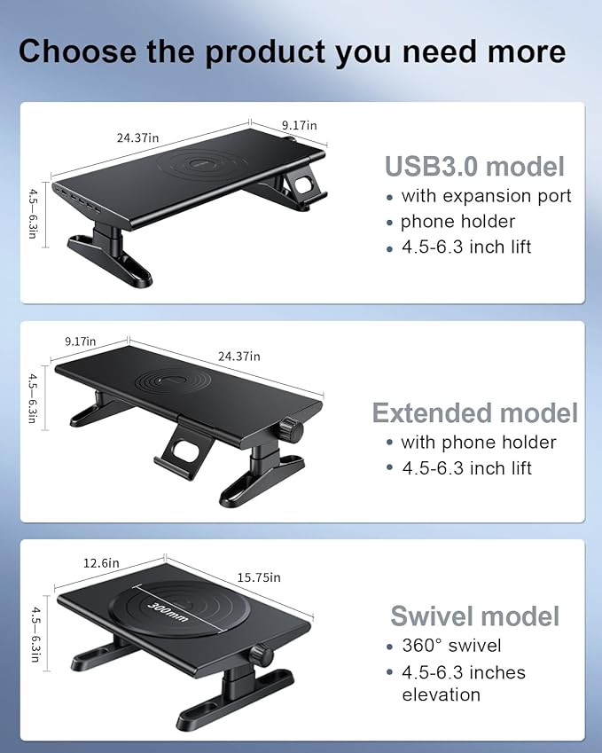 NIFBANG Monitor Stand Riser for Desk, 360°Rotation Freely Height Adjustable by - Image 7