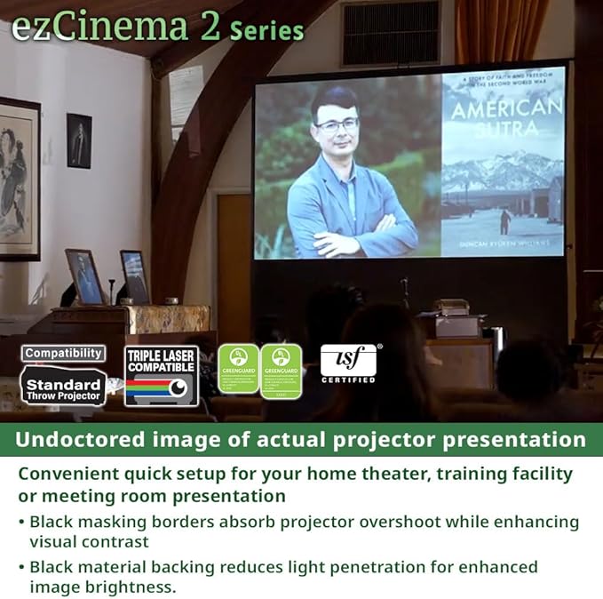 Elite Screens ezCinema 2 Projector Screen, 107-inch 16:9 Manual Floor Pull Up - Image 2