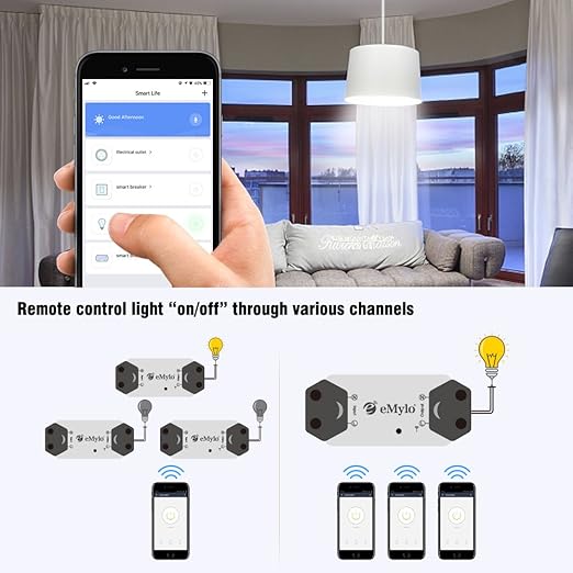 eMylo Smart WiFi Light Switch Wireless Relay Switch Module Remote Control Home - Image 4