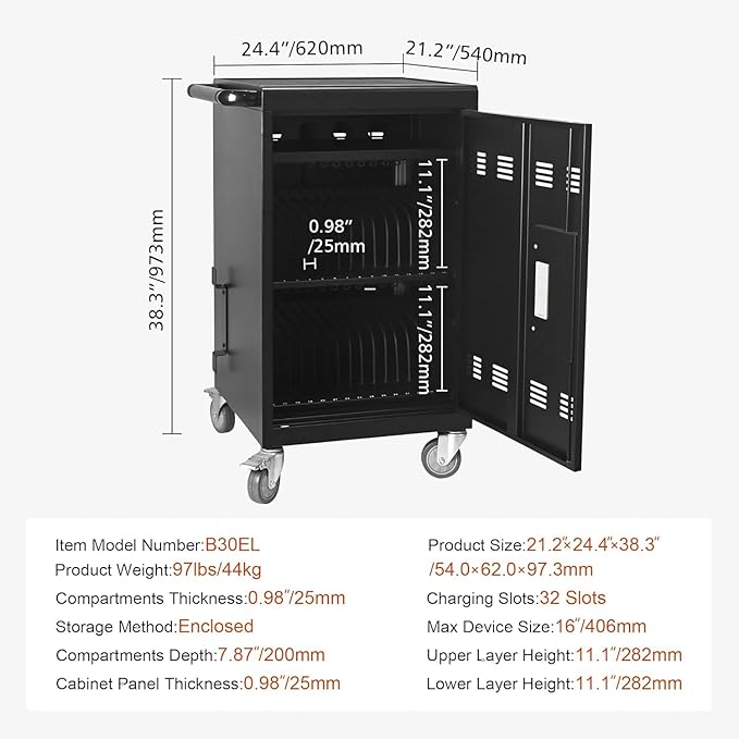 Aokleo 32 Devices Laptop Charging Cart - Image 2