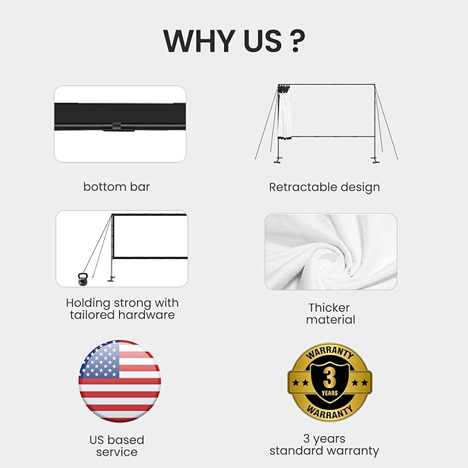 Projector Screen with Stand, 100 Inch, 16:9 Outdoor Portable Screen, Unique - Image 6