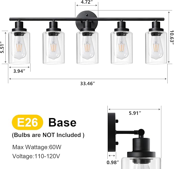 Unicozin Modern Bathroom Light Fixtures, 5 Light Vanity Lights, Living Room - Image 7