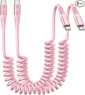 USB C to C Cable 3FT for Car, Coiled USB C Fast Charging Cable for iPhone by KIYODA