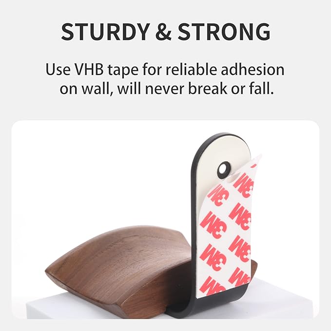Mt.Jun Walnut Wood Headphone Wall Mount Holder, - Image 4