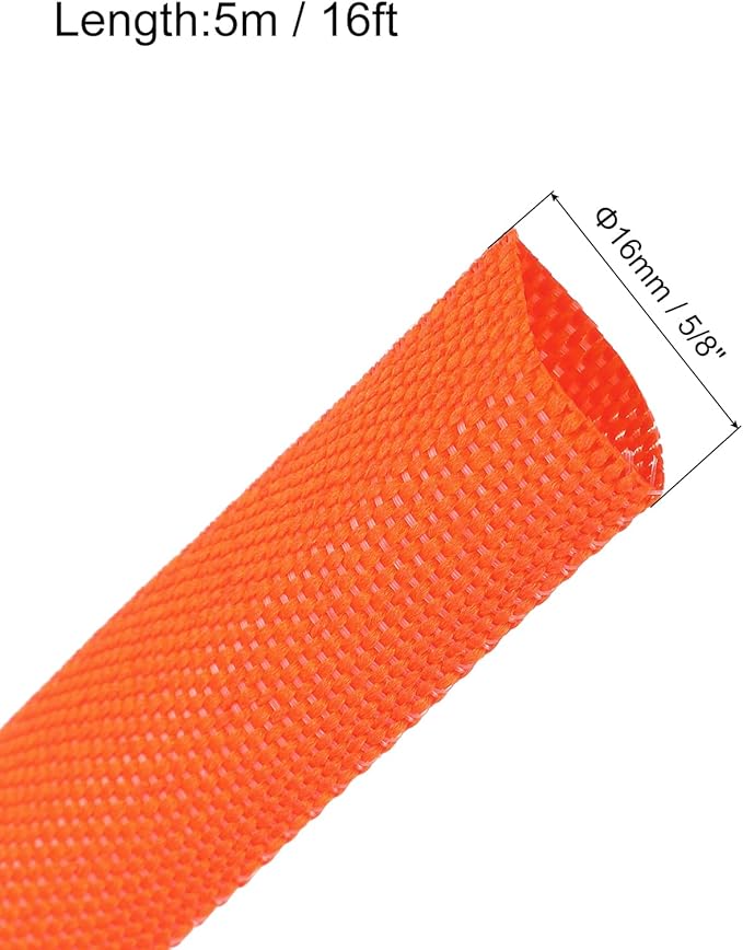 MECCANIXITY Braided Cable Sleeves Heat Shrinkable Fabric Sleeving, 5/8" 16ft - Image 2