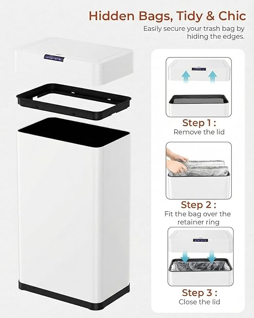 TLSUNNY 13.2 Gallon Motion Sensor Trash Can, Touchless Automatic Garbage Can - Image 6