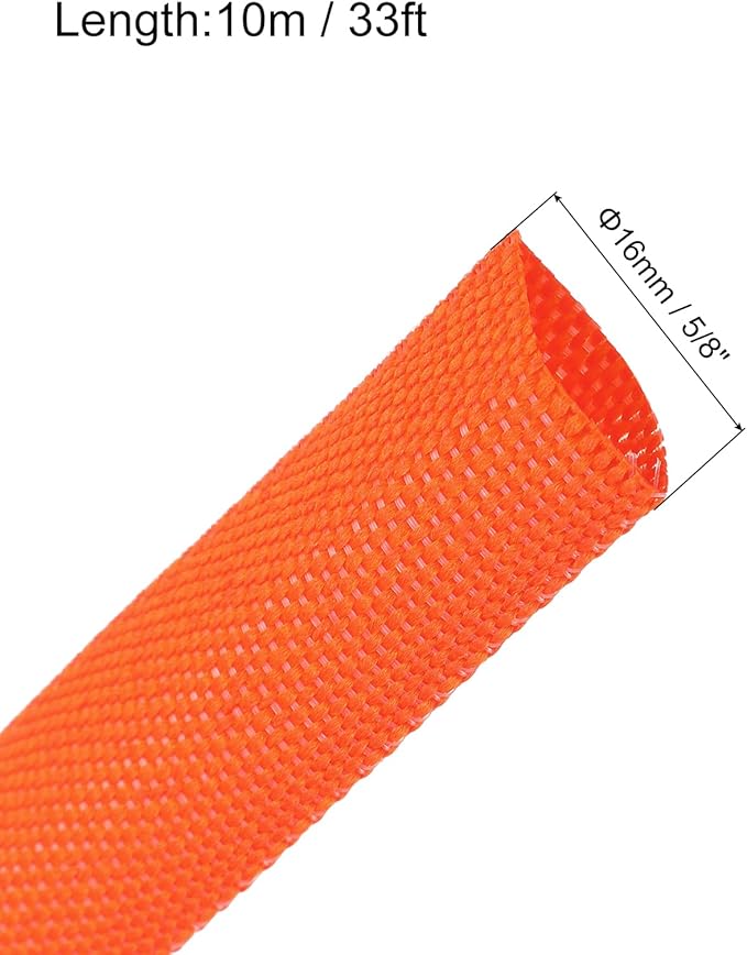 MECCANIXITY Braided Cable Sleeves Heat Shrinkable Fabric Sleeving, 5/8" 33ft - Image 2