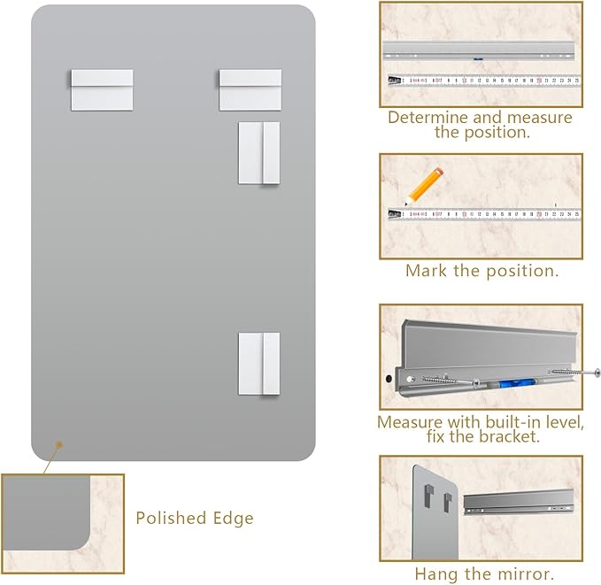 Mirrorons 72 x 36 Frameless Bathroom Mirror, Rounded Corner Bathroom Vanity - Image 7