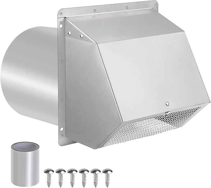 8 inch Wall Vent Ccover, Exhaust Vent Hooded Wall Vent by JYINCPED