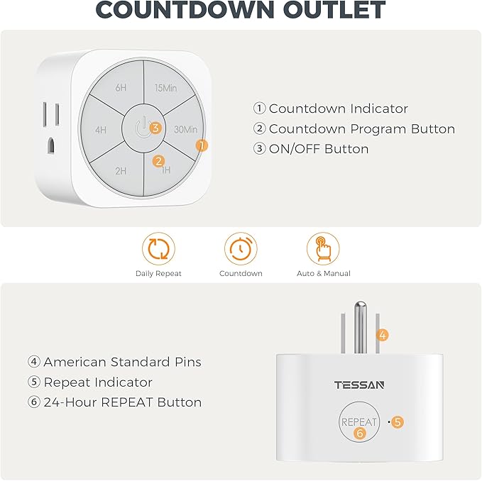 Outlet Timer Indoor 2 Pack, Countdown Timers - Image 2