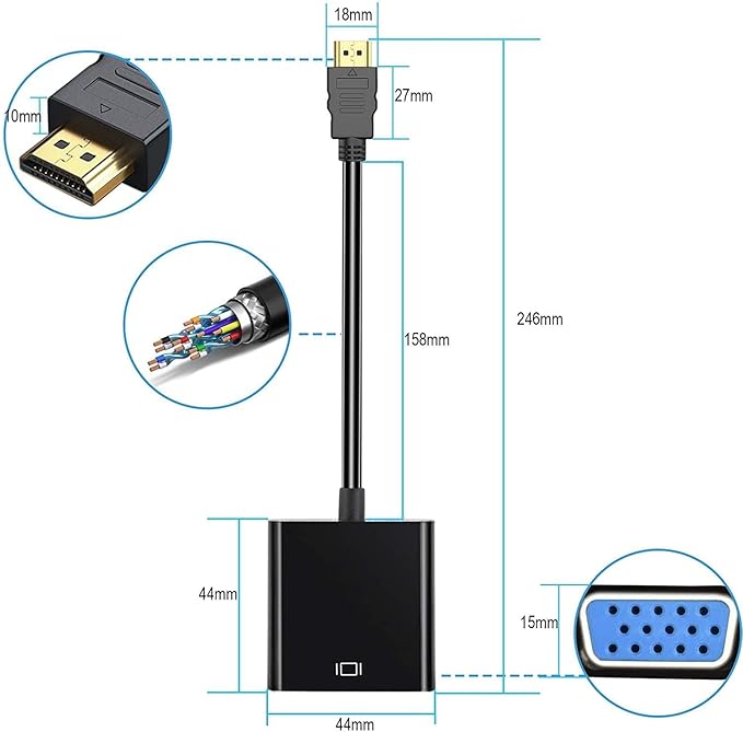 HDMI to VGA Adapter 20 Pack, Compatible - Image 3
