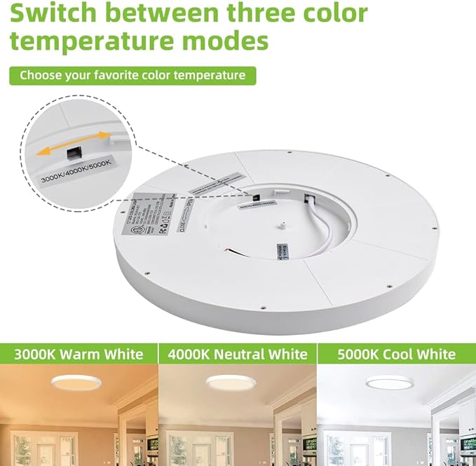 hykolity 12 Inch Selectable CCT LED Round Flat Panel Light, 24W - Image 3