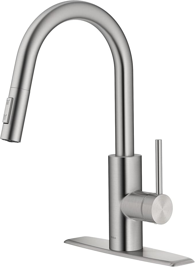 Kraus Oletto Spot Free Stainless Steel Dual Function Kitchen Faucets by KRAUS