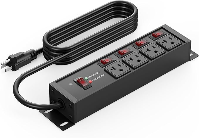 CCCEI Heavy Duty Surge Protector Power Strip 20 Amp Individual Switches. 20FT by CCCEI