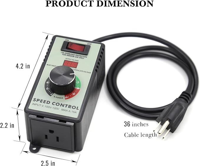 ZOWZEA AC Motor Variable Speed Controller 120V 15A 4000W - Image 3