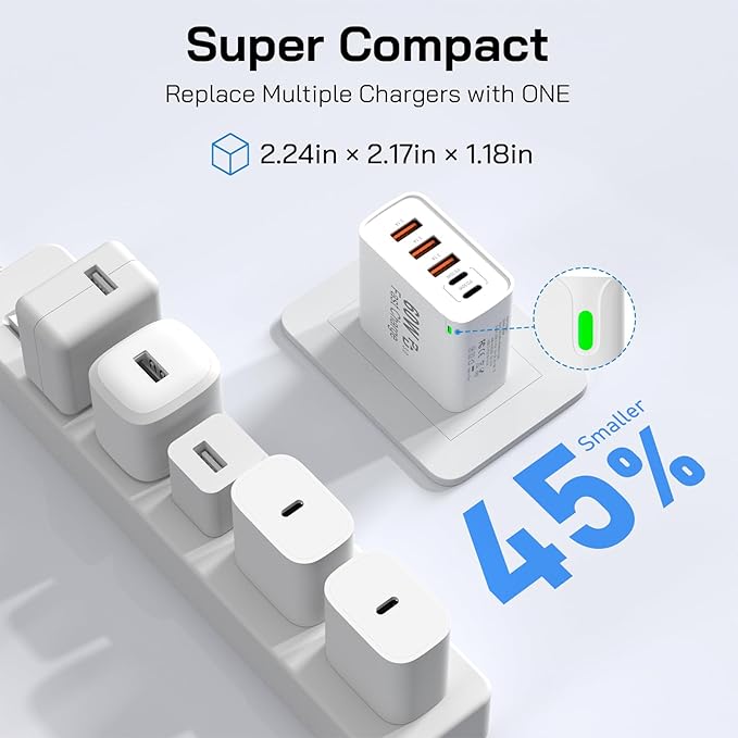 2Pack USB C Fast Charger Block, Total 60W 5-Port USB C Wall Charger 30W Type C - Image 7