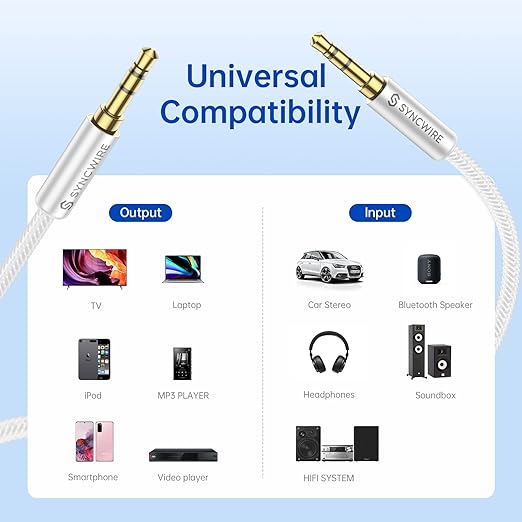 Syncwire Aux Cable 3.5 mm Audio Cable - 2 m Nylon Jack Cable - Image 5