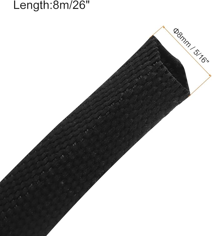 MECCANIXITY Braided Cable Sleeves Heat Shrinkable Fabric Sleeving, 5/16" 26ft - Image 2