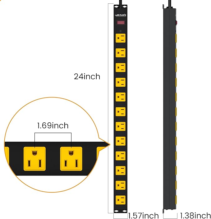 12 Outlet Long Power Strip, 2100 Joules Surge Protector, 6FT Power Cord - Image 5