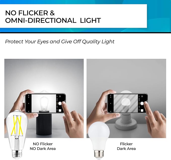 Hizashi LED Edison Bulbs, Equivalent 60W, Dimmable E26 LED Bulb, Daylight 5000K - Image 4