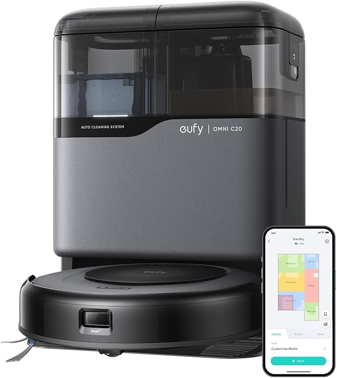 eufy Omni C20 Robot Vacuum and Mop Combo, All-in-One Station, Auto Mop Washing by eufy
