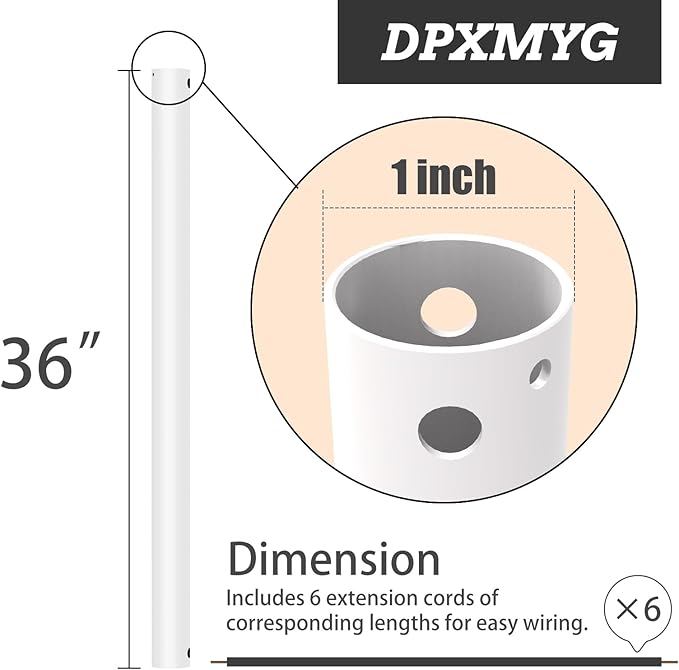 DPXMYG 36 inch Ceiling Fan Downrod - Image 2