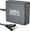 Aluminum Alloy 260W USB C Charger GaN Fast USB C Charging Station 7 Ports 65W by MEKIOJEO