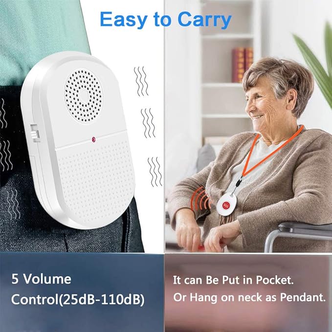 ChunHee Wireless Caregiver Pager Call Button Nurse Alert System Call Bell - Image 4