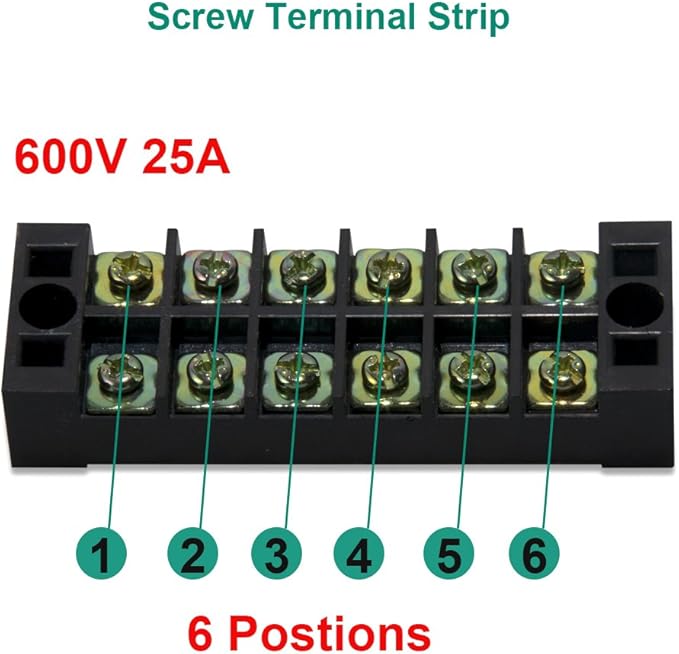 MILAPEAK 10pcs 6 Positions Dual Row 600V 25A Screw Terminal Strip Blocks - Image 4