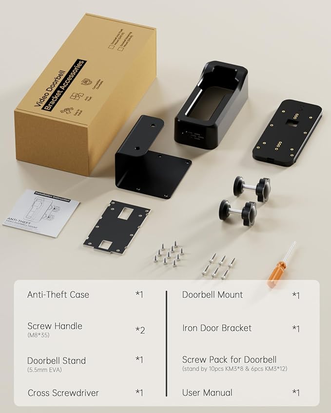 ZUMIMALL Anti-Theft Video Doorbell Mount, No-Drill Doorbell Mounting Bracket - Image 9