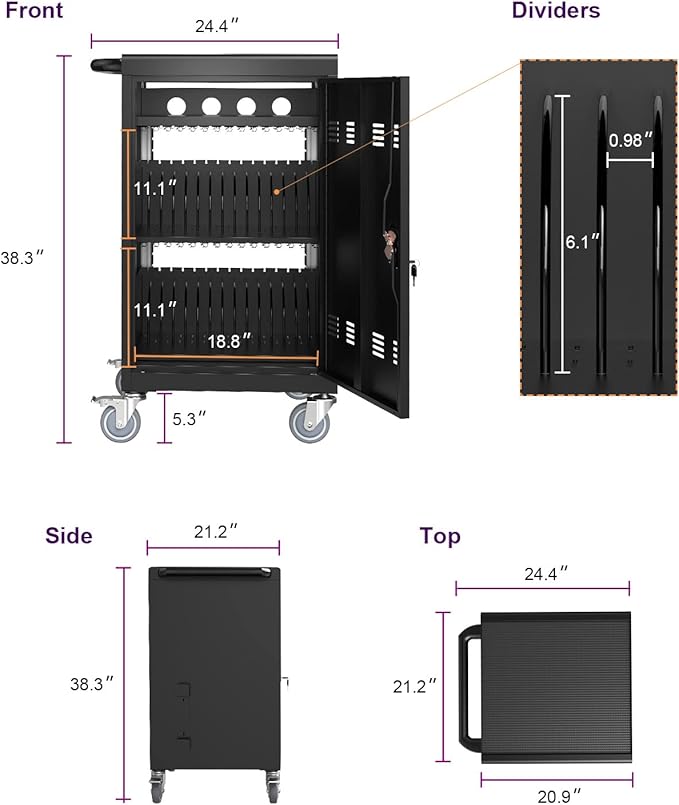 OFLILAK 36-Device Mobile Charging Cart - Image 4