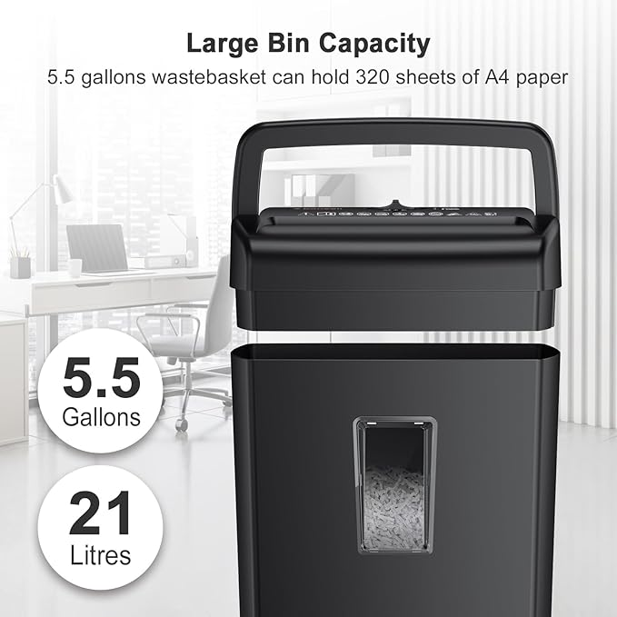 Bonsaii 10-Sheet Cross Cut Paper Shredder, 5.5 Gal Home Office Heavy Duty - Image 4