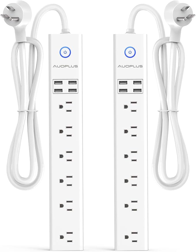2 Pack Surge Protector Power Strip - 10FT Long Extension Cord by AUOPLUSOFFICIAL