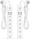 2 Pack Surge Protector Power Strip - 10FT Long Extension Cord by AUOPLUSOFFICIAL