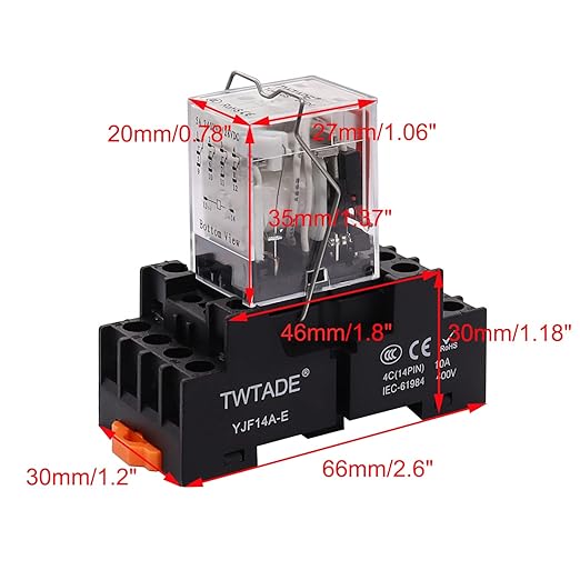 TWTADE/AC 24V Relay 5A Electromagnetic Power Coil Relay 14 Pins 4PDT 4NO+4NC - Image 6