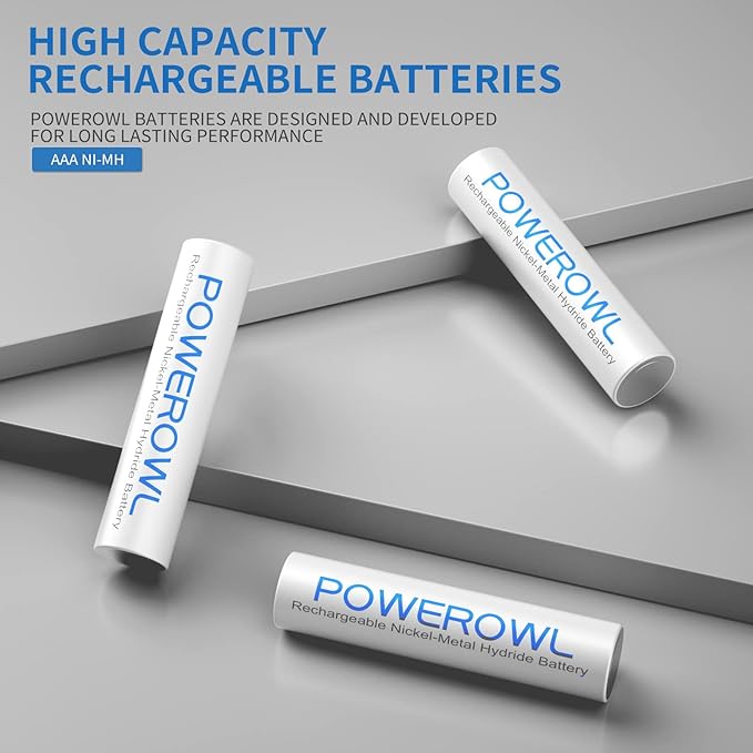 POWEROWL AAA Rechargeable Batteries, Rechargeable AAA Batteries 1000mAh High - Image 2