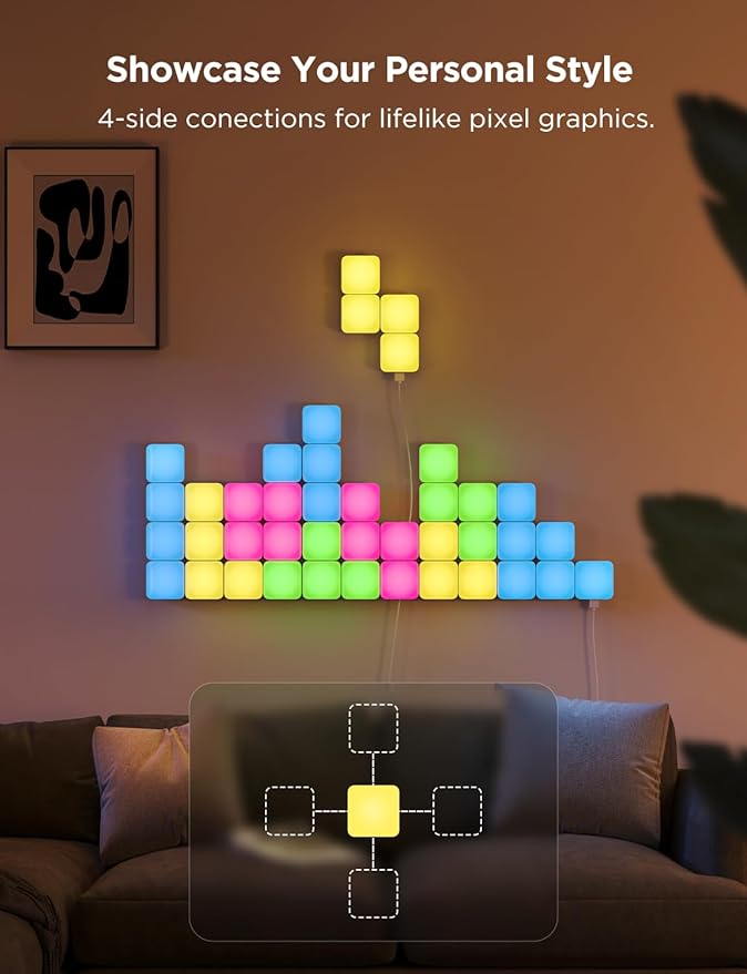 Govee Mini Panel Lights, RGBIC Wall Lights, Smart LED Wall Panels, Works - Image 4