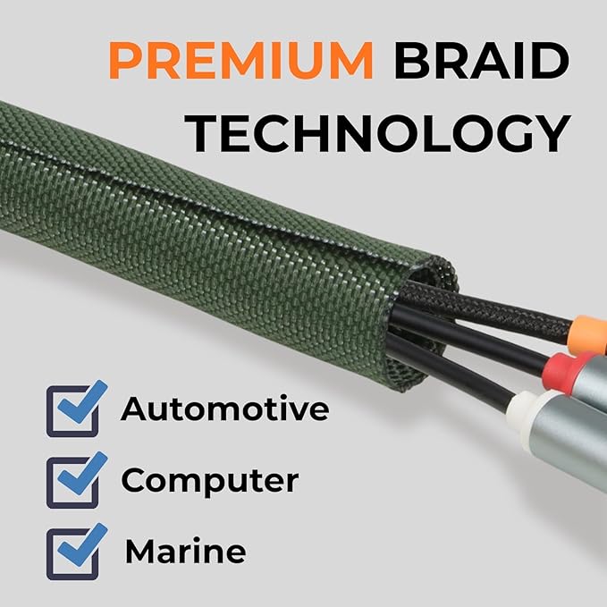 HOLED 5/8 inch Split Braided Cable Management Sleeve - Image 2