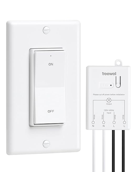 TREEWELL Wireless Light Switch and Receiver Kit, Decorator Rocker Wall Switch by treewell