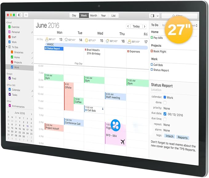 Large Touchscreen Monitor Digital Electronic Calendar, Downloadable APP by TouchWo