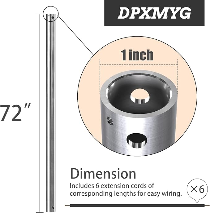 DPXMYG 72 inch Ceiling Fan Downrod - Image 2