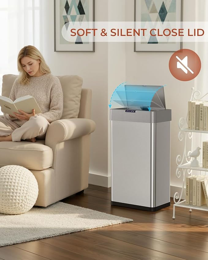 TLSUNNY 18.5 Gallon Motion Sensor Trash Can, Touchless Automatic Garbage Can - Image 9